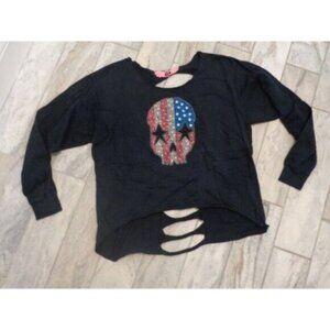 NEW TW girl's size 12 Black USA skull Boutique sweatshirt Retails $80